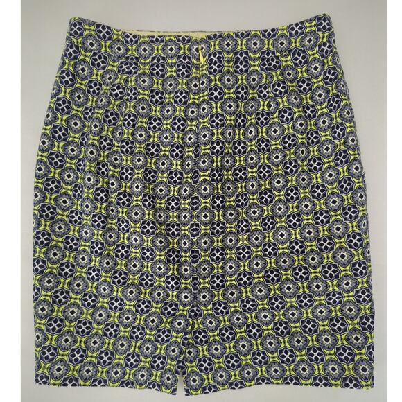 J.Crew Pencil Skirt Black Yellow White Geometric Print Lined Juniors Size 00 - Picture 8 of 11